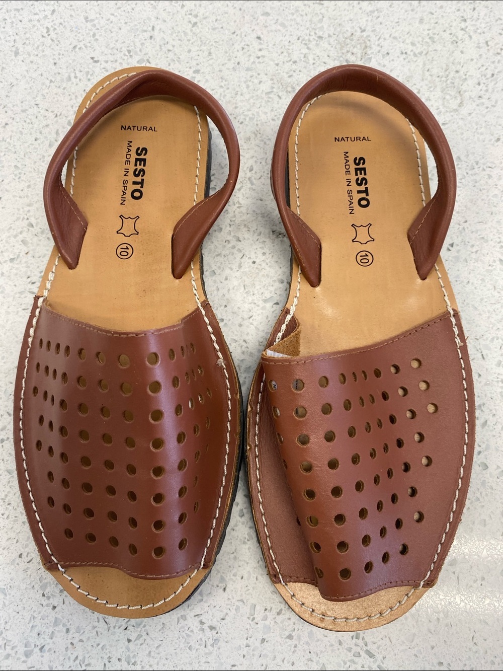 Sesto sandals are crafted from brown leather in Spain size 10 new